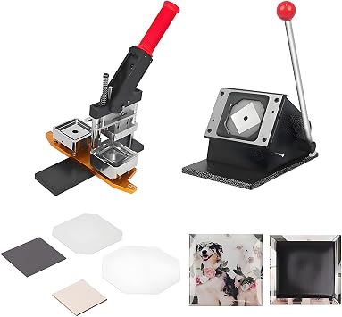Acrylic Magnet Maker, DIY HD Photo Magnet Machine with 100 Pcs Consumables + Paper Cutter, Acrylic Magnet Maker Machine for Making Refrigerator Magnets, B-2 * 2in/5 * 5cm