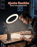 Vista 5 de SENSYNE - Anillo de luz de 10 pulgadas con soporte de trípode extensible de 50 pulgadas, luces circulares LED con soporte para teléfono