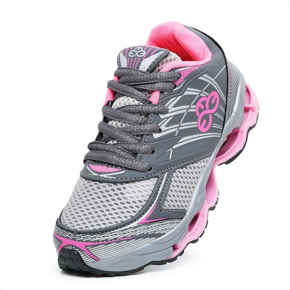 Tênis Infantil Feminino Leve Confortável Ideal Para Escola Preto Pink