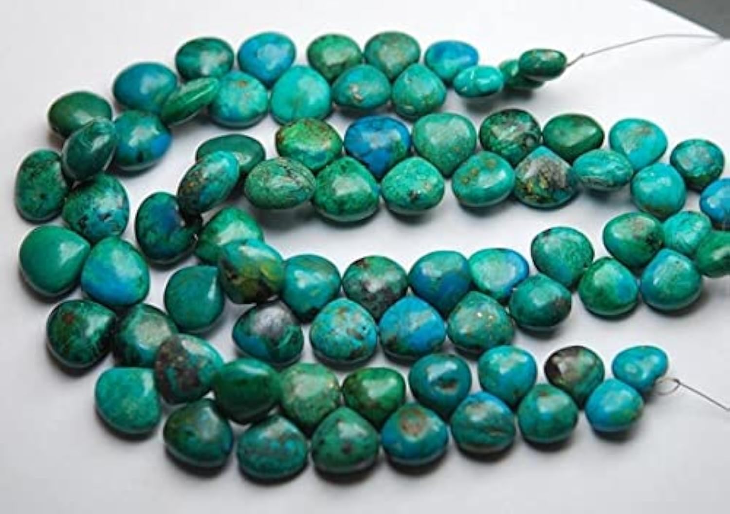 Chrysocolla naturelle briolette lisse haut de gamme pour bijoux fins