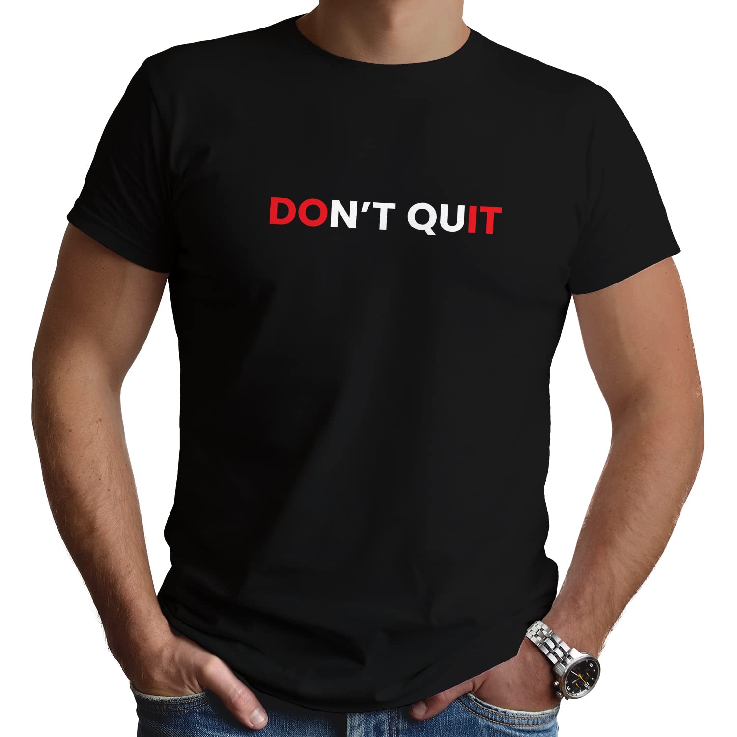 DUDEMEMotivational Gym T-Shirt for Men & Women | Positive Quotes Printed Tshirt | Dry Fit Workout Top Sports Gym T-Shirt