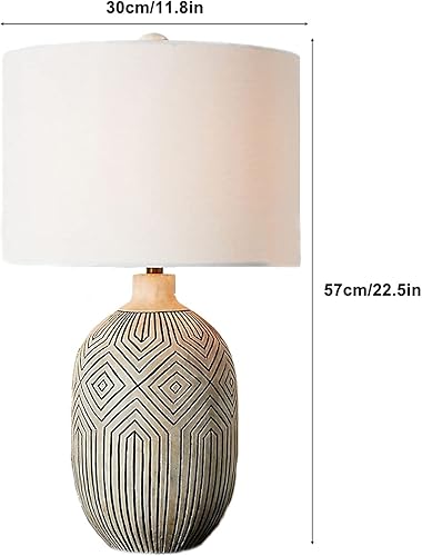 Miniatura 2 de Lamp For Desk Retro Table Lamps Wooden Bedside Table Lamps with Fabric Lampshade Concise Nightstand Lamps for Home Office Cafe Restaurant