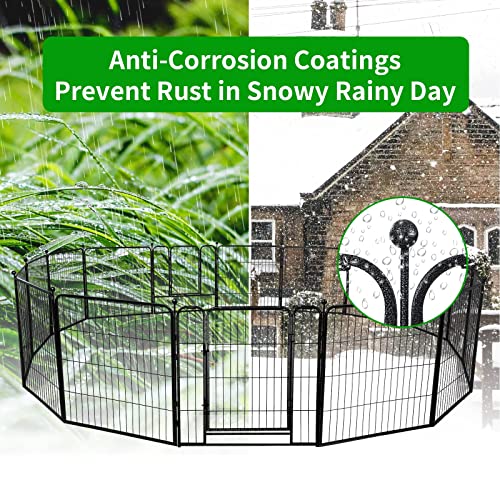 Kfvigoho Dog Playpen Outdoor 16 Panels Heavy Duty Dog Pen 32" Height Puppy Playpen Indoor Anti-Rust Exercise Fence With Doors For Medium/Small Pet Play For Rv Camping Yard, Total 42Ft, 140 Sq.ft #TOP5