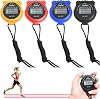 MineUp 4PCs Digital Sports Stopwatch with Large Display - Multi-Function Timer, Date, Time & Alarm - Shockproof, Waterproof for Training