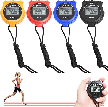 MineUp 4PCs Digital Sports Stopwatch with Large Display - Multi-Function Timer, Date, Time & Alarm - Shockproof, Waterproof for Training