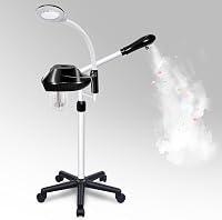 FWOD BIBTO 2-in-1 Professional Facial Steamer on Wheels with 5X Magnifying Lamp - Adjustable Height for Salon, Spa & Home Use