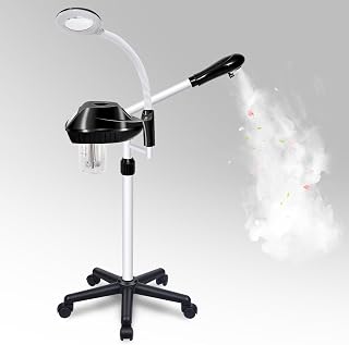 FWOD BIBTO 2-in-1 Professional Facial Steamer on Wheels with 5X Magnifying Lamp - Adjustable Height for Salon, Spa & Home Use