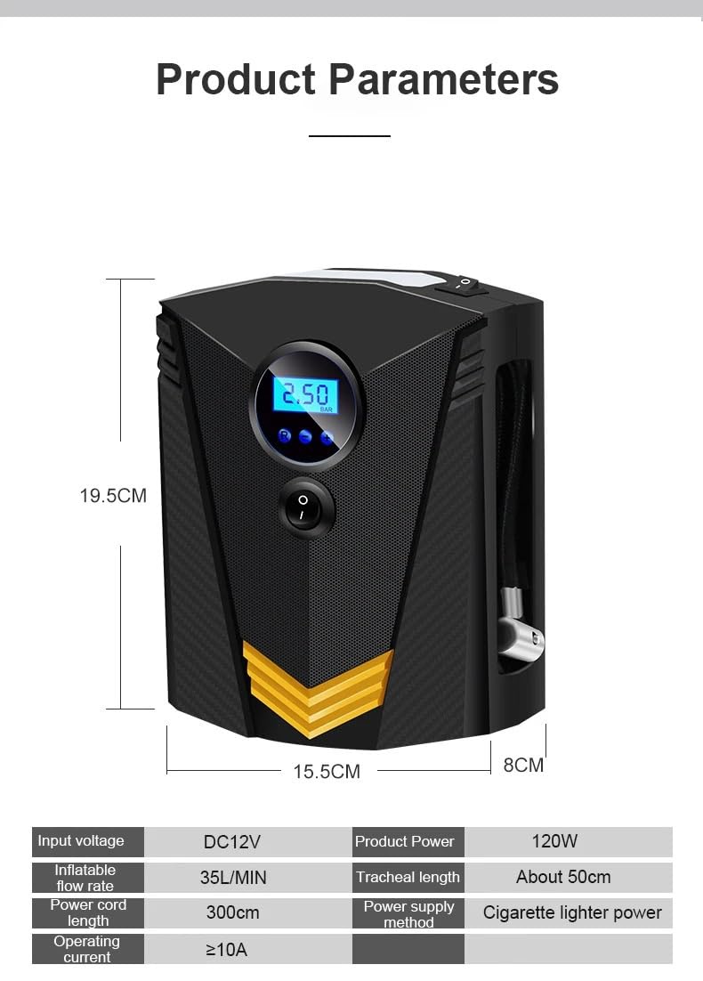 Pompa di gonfiaggio pneumatici portatile compressore d'aria Per automobili | Compressore pompa lampada LED 12V Per auto