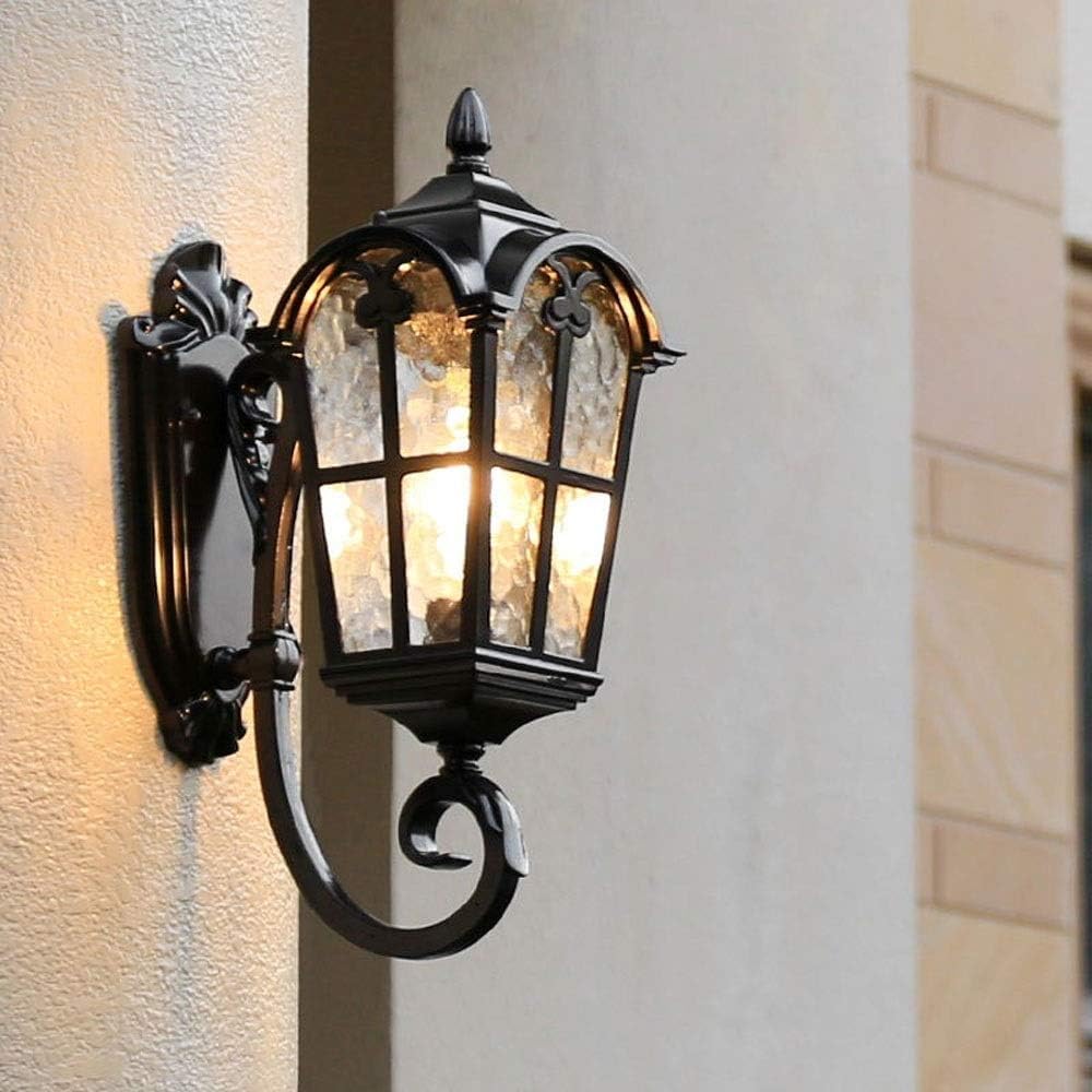 Tradizionale Garage Pavilion Victoria Outdoor Sconce Lanterna di Vetro Finitura Nera Portico Frontale Alluminio Metallo Illuminazione Da Parete E27 Edison Retro Villa Cou,