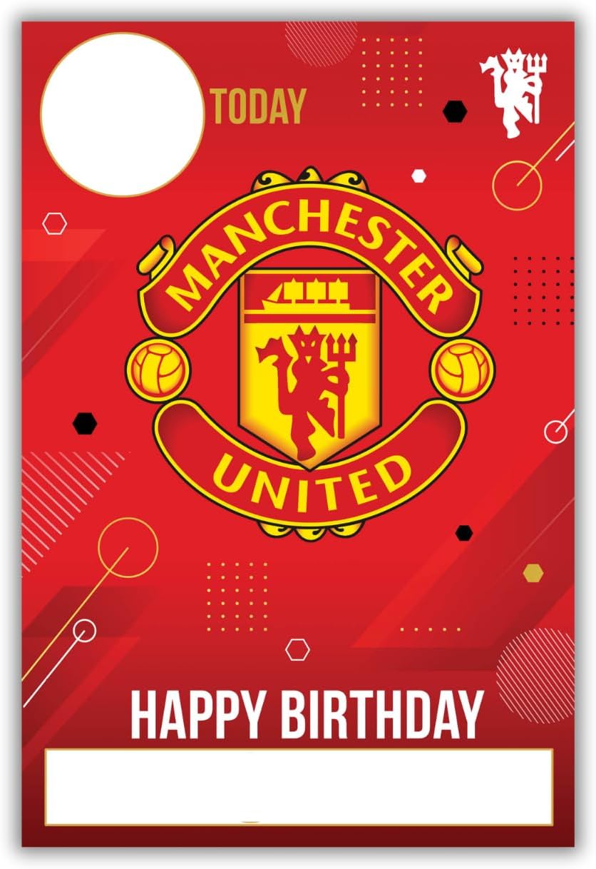 Manchester United Football Club Red Birthday Card with Stickers to personalise your age and name