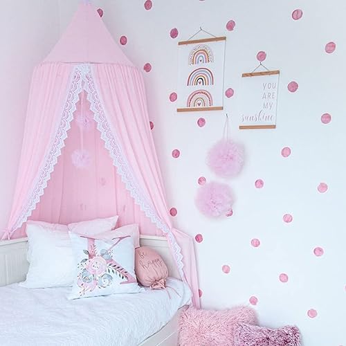 LOAOL Toldo de cama para niños con red de toldo colgante de encaje para cuna de bebé rincón castillo tienda de campaña de juegos guardería y sala de