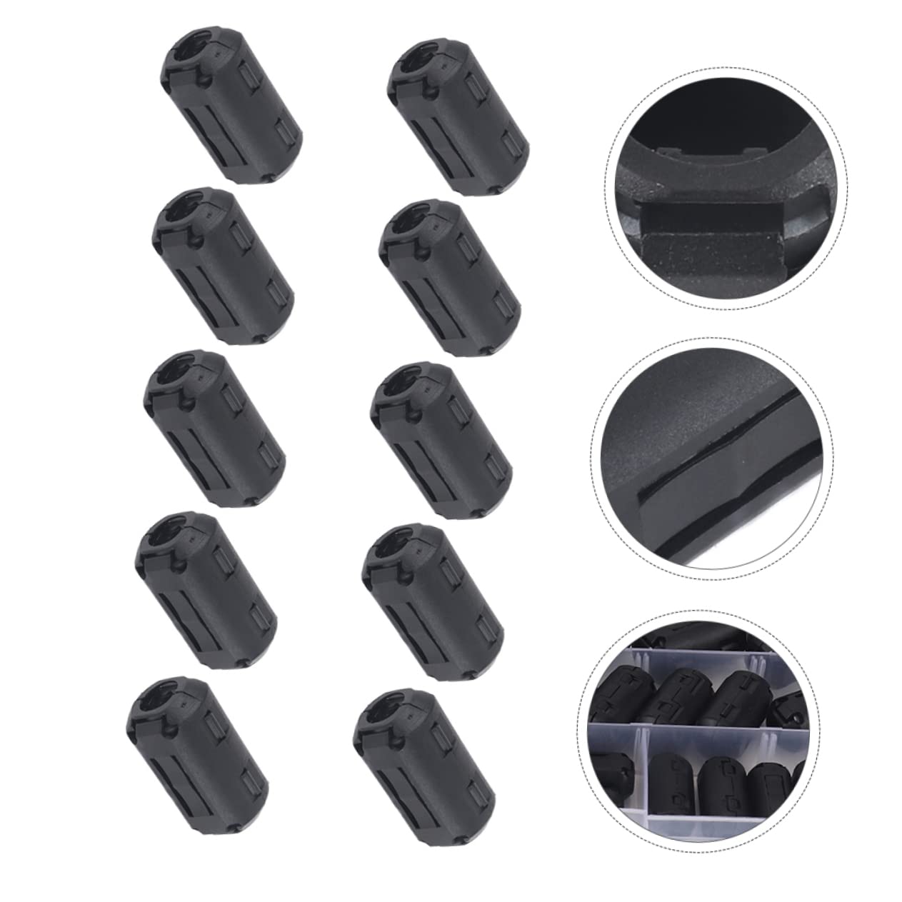 Happyyami Clip-on Ferrite Core Ring Ferrite for Telephone Lines Cable Noise Filter