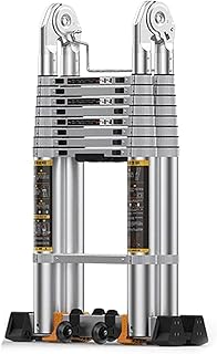 Telescoping Ladders 24FT Aluminum Telescoping Ladder 330lbs Max Capacity A-Frame Lightweight Portable Multi-Purpose Folding with Support Bar Extension Ladder Extension Ladders (Size : 14ft) Yearn for