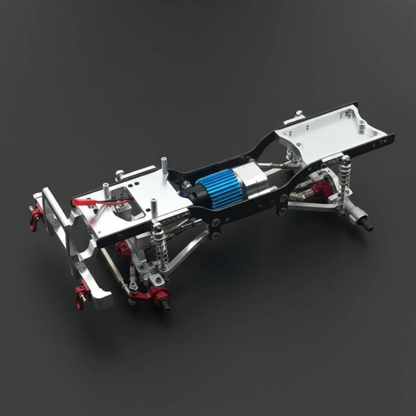 Marco de Coche Eléctrico Estructura RC Crawler Chasis de Metal con Amortiguadores y Vínculos Ajustables Motor 370 Caja Precisa Compatible 1/12 D90 D91, Rojo