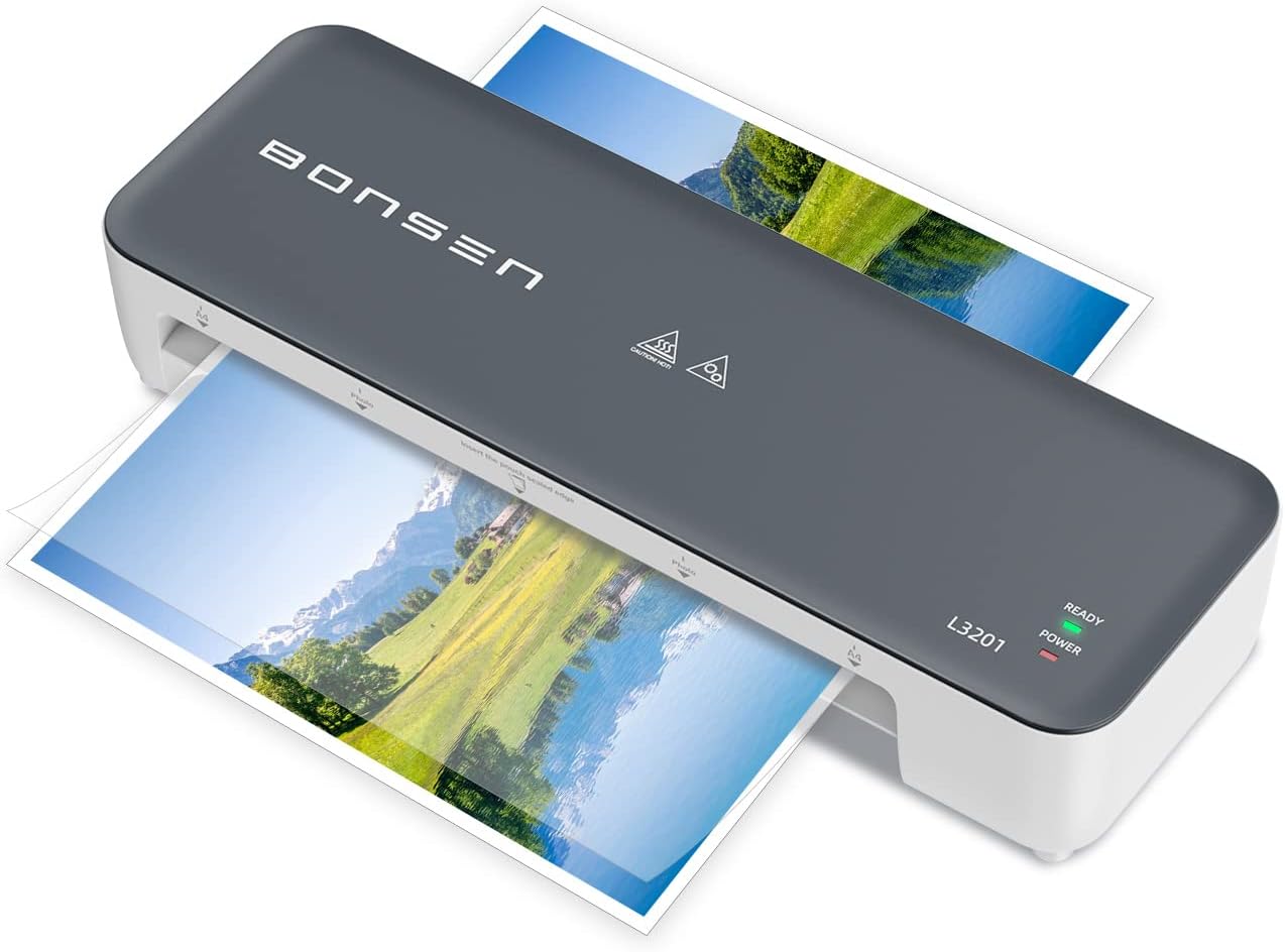 Laminator Machine, BONSEN 9 Inches Max Width Small Laminating Machine, Quick Warm-Up Portable Thermal Laminator with Anti-JAM ABS Button, Personal Laminator for Teachers Home Office School (L3201)