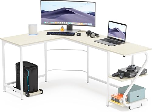 Weehom Escritorio reversible en forma de L con estantes, escritorio de esquina grande para computadora, escritorio de juegos para oficina en casa, Weehom Escritorio reversible en forma de L con estantes, escritorio de esquina grande para computadora, escritorio de juegos para oficina en casa,