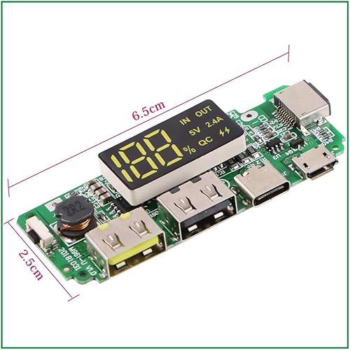 Miniatura 2 de Módulo de carga de batería de litio 18650 Dual USB 5V 2.4A MiniType-C Power Bank Module DIY con sobrecarga sobrecarga protección contra