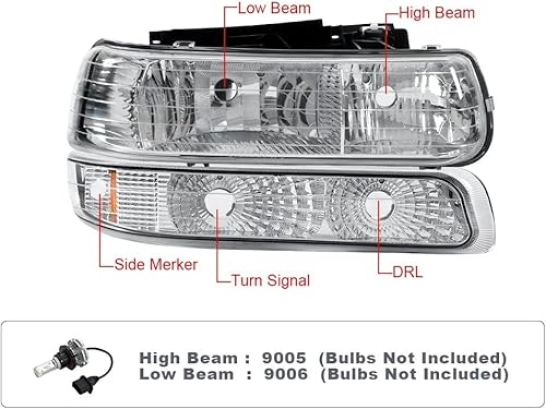 Vista 126 de PIT66 - Faros delanteros LED, compatibles c/99-02 Chevy Silverado 1500 2500/01-02 Silverado 1500HD 2500HD 3500/00-06 Tahoe Suburban 1500 2500