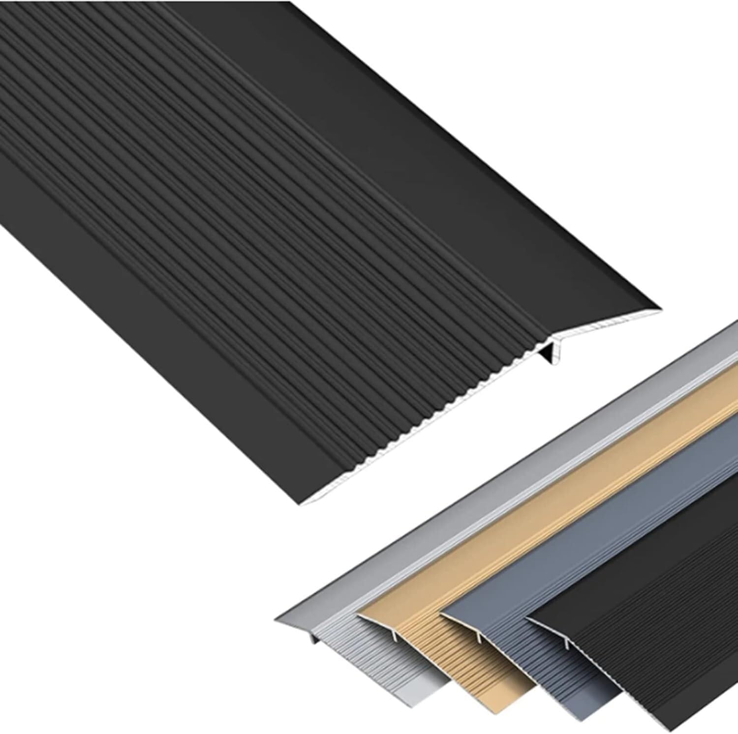 Floor Carpet Seaming Kit, Extra Wide Floor Transition Threshold Strip, Lightweight Carpet Edging Trim, Reducer Flute for Laminate Vinyl Flooring/Kitchen/Bathroom(Black,90cm/35 inch)