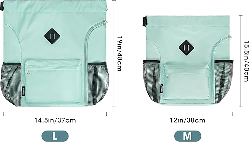 Miniatura 5 de WANDF - Mochila de cordón para deporte y gimnasio, con compartimento para zapatos, mochila de cordón resistente al agua con cierre para mujeres y