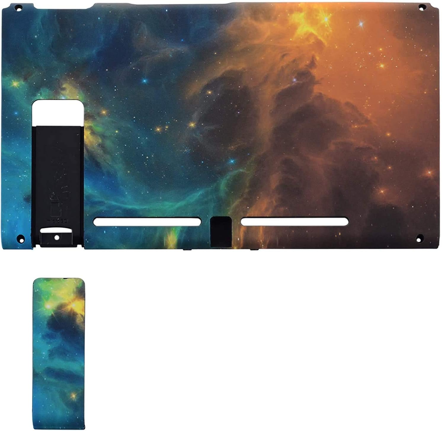 eXtremeRate Soft Touch Grip Back Plate for Nintendo Switch Console, NS Joycon Housing Shell (D-Pad Version) with Full Set Buttons, DIY Replacement Shell for Nintendo Switch - Gold Star Universe