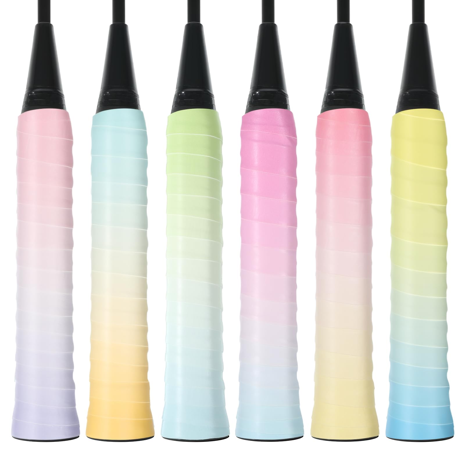 Paquete de 6 cintas de agarre para raqueta de tenis, antideslizante, absorbente, para tenis, pickleball, bádminton, golf, bate de béisbol, color degradado