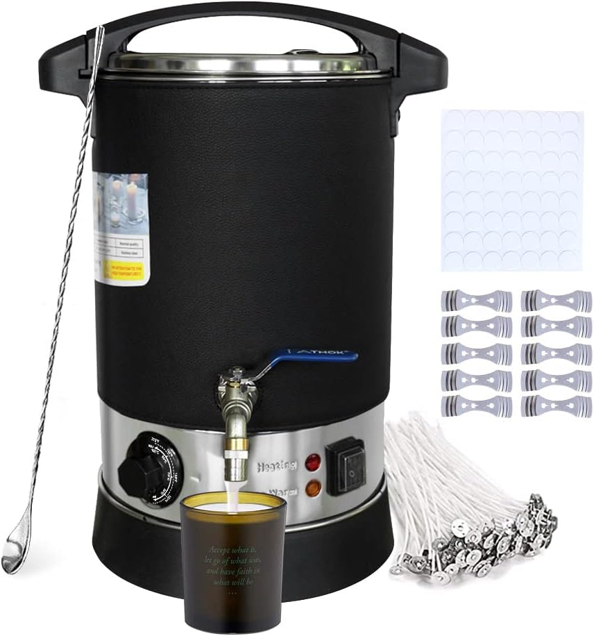 TOAUTO Ｖ3 Wax Melter for Candle Making 12Lbs Large Electric Wax Melting Pot with Quick Pour Spout，80-212°F Temp Control for Bulk Production Candle Soap Business Fast Loading Easy Clean 110V /1100W