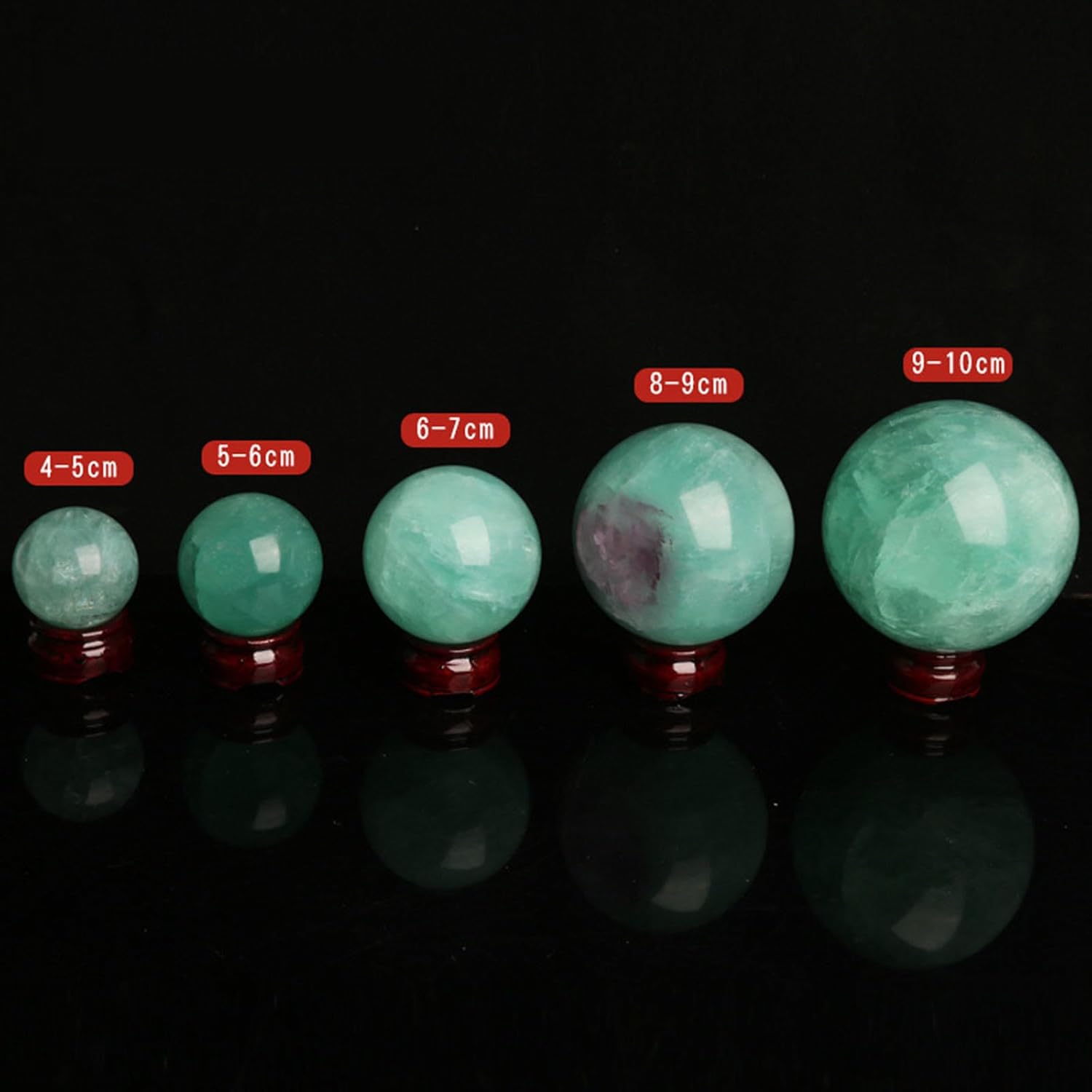 Green Fluorite Crystal Gemstone Sphere Feng Shui Polished Divination Crystal Ball Quartz Stone for Home Office Table Display,8-9cm
