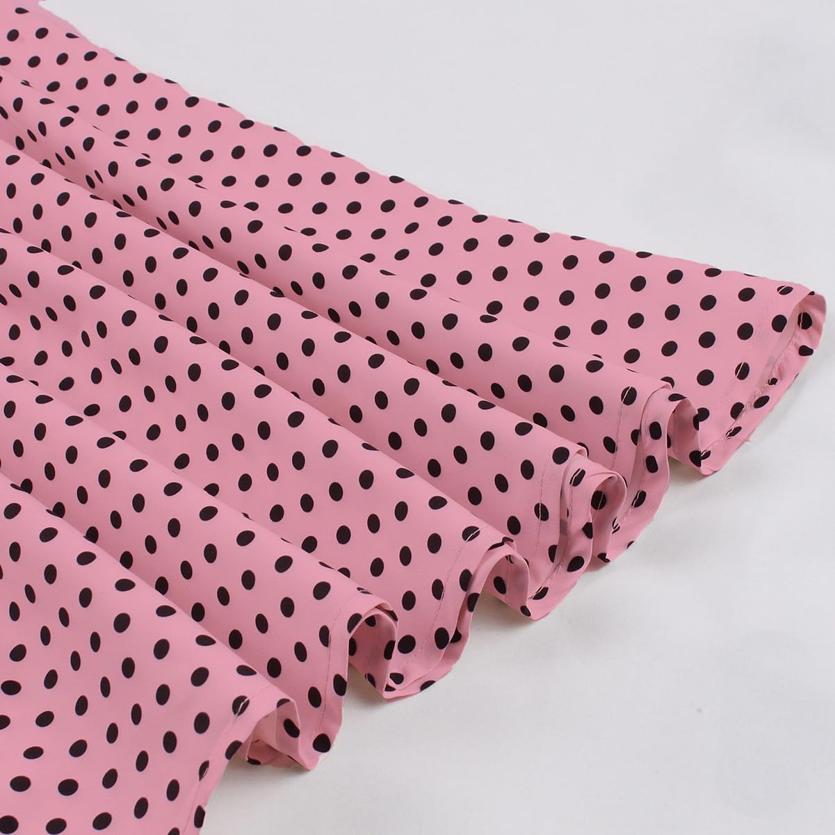 ODIZLI Women's 1950s Retro Dress Short Sleeve Notched Lapel Polka Dot Stripe Swing Dress with Belt Cocktail Dress - Image 5