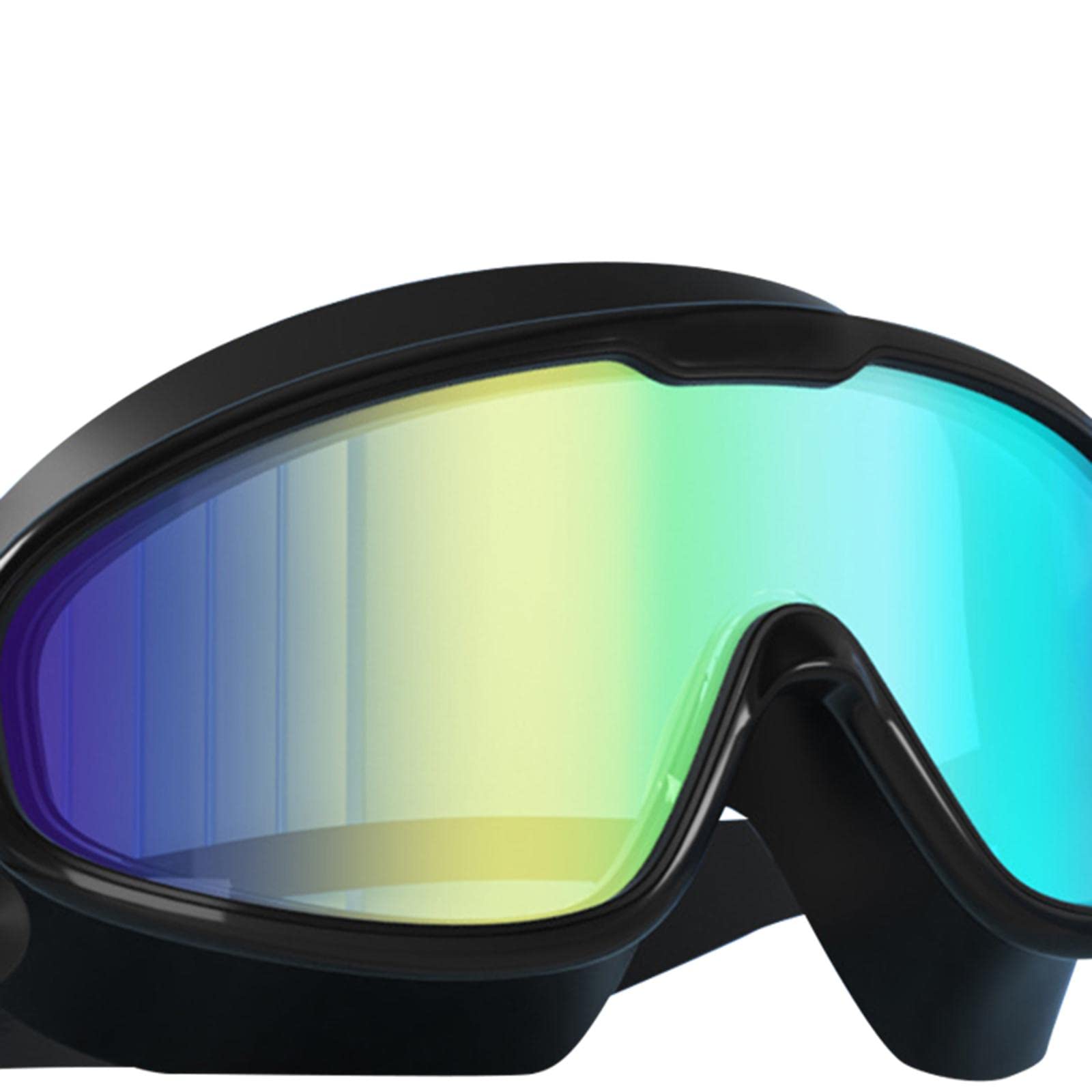 Swim Goggles with Earplugs and Adjustable Fit for Adults, Black Plating Bagged