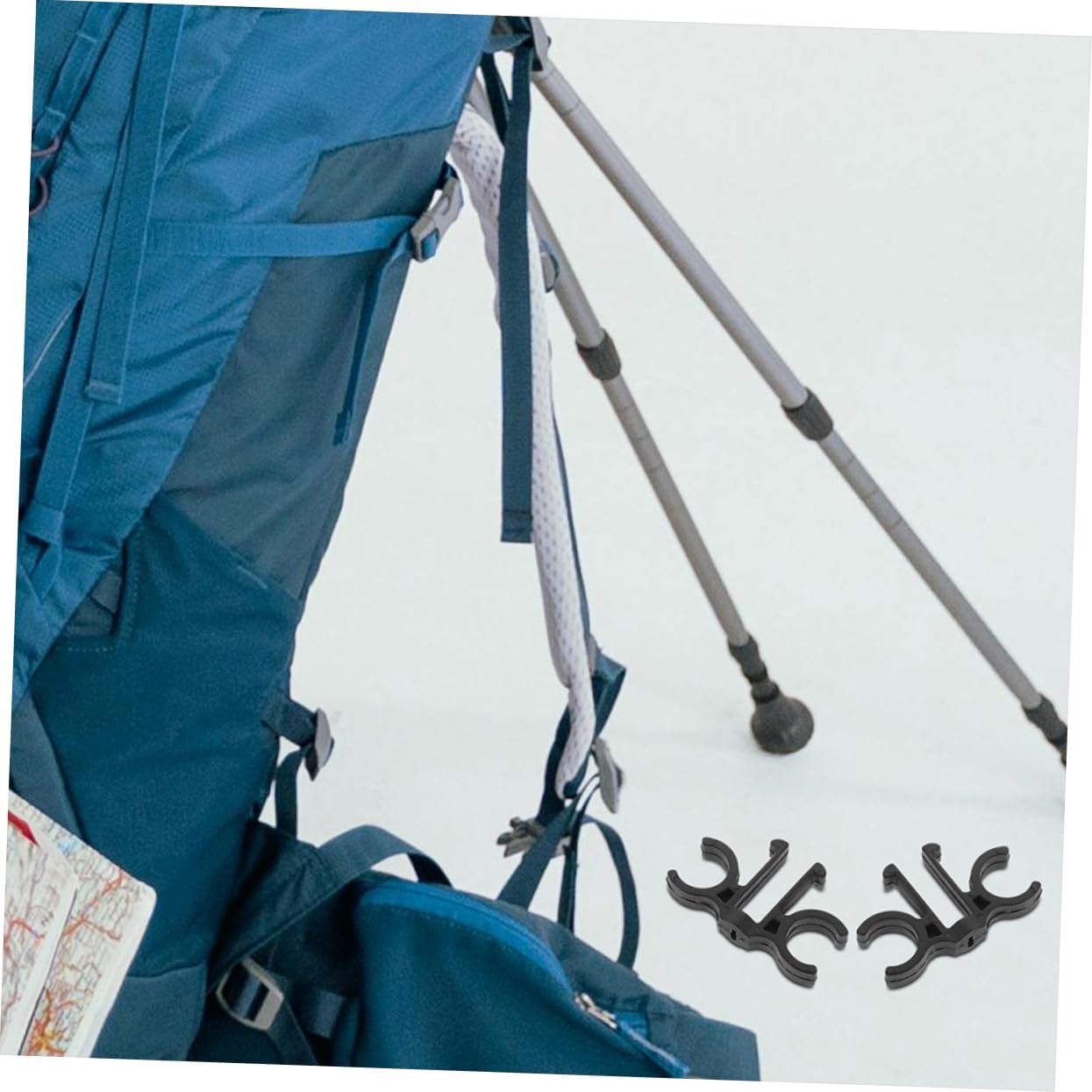 KICHOUSE 4pcs Trekking Pole Clips Shaped Buckle Plastic Connectors for Hiking Poles User-Friendly Design for Outdoor Adventures Compatible