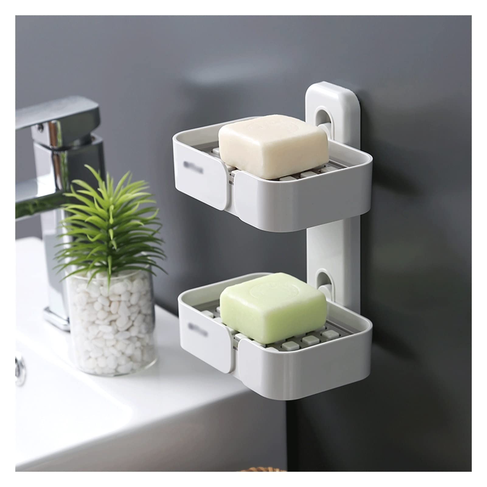 Porta Sapone Bagno Piatto di sapone a doppio strato a parete, supporto for bar a barre di sapone semplice non occupare spazio, può essere utilizzato come regalo for gli amici della casalinga Porta Sap