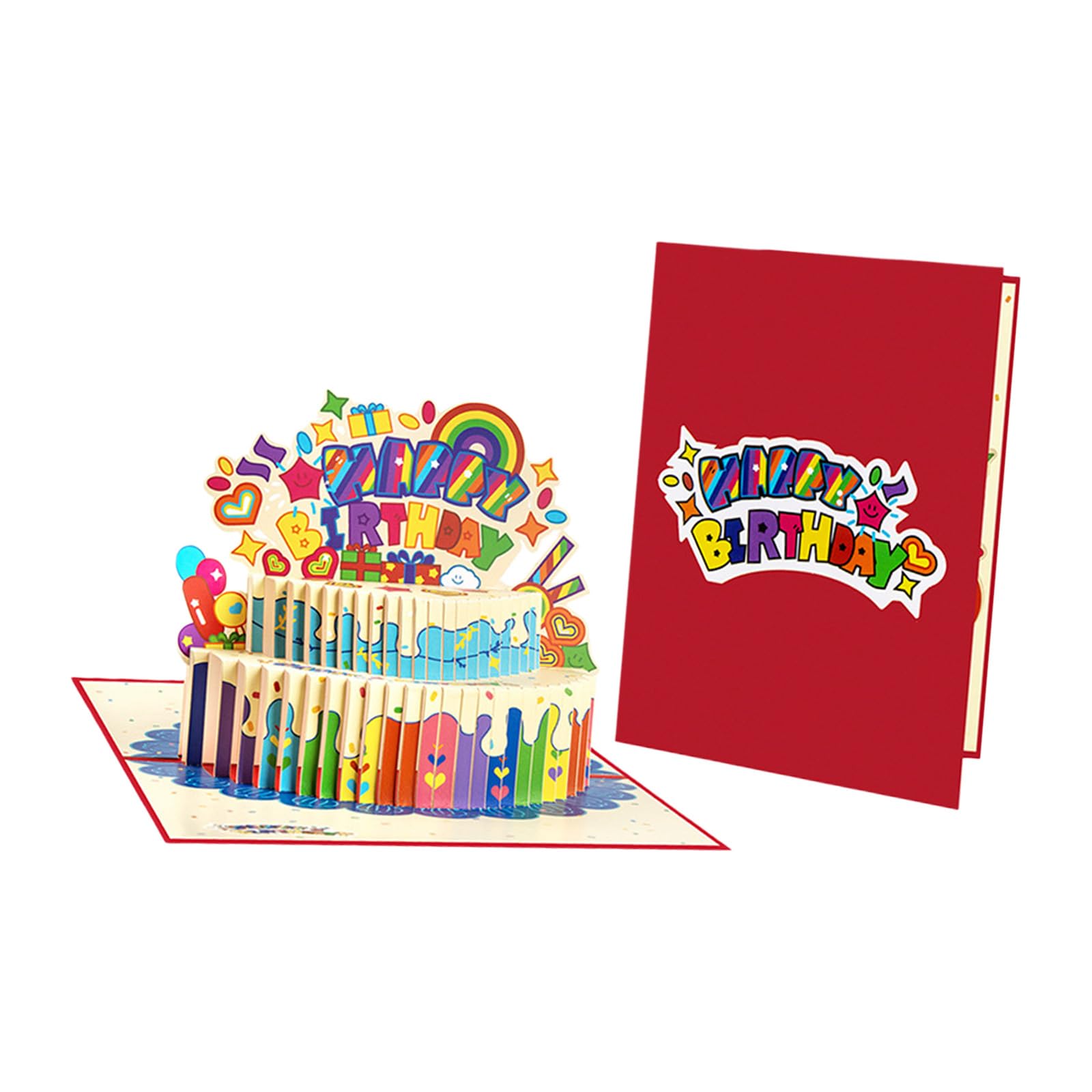 NVOQILIN Creative Popup Invitation Card Elegant 2 Layers Cake Popup Birthday Greeting Card with Envelope Wedding