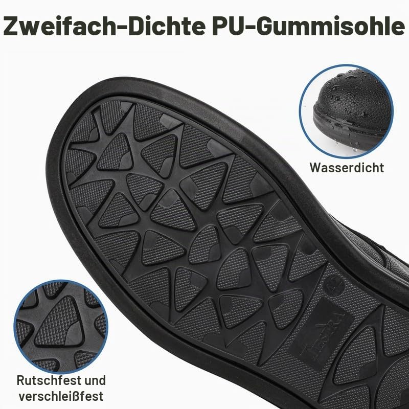 TIESTRA Herren Winterstiefel Warm Gefüttert Extra Weit & Bequem Stiefel mit Klettverschluss Rutschfest Winterschuhe für Arbeit, Alltag & Draußen Gr.42-46