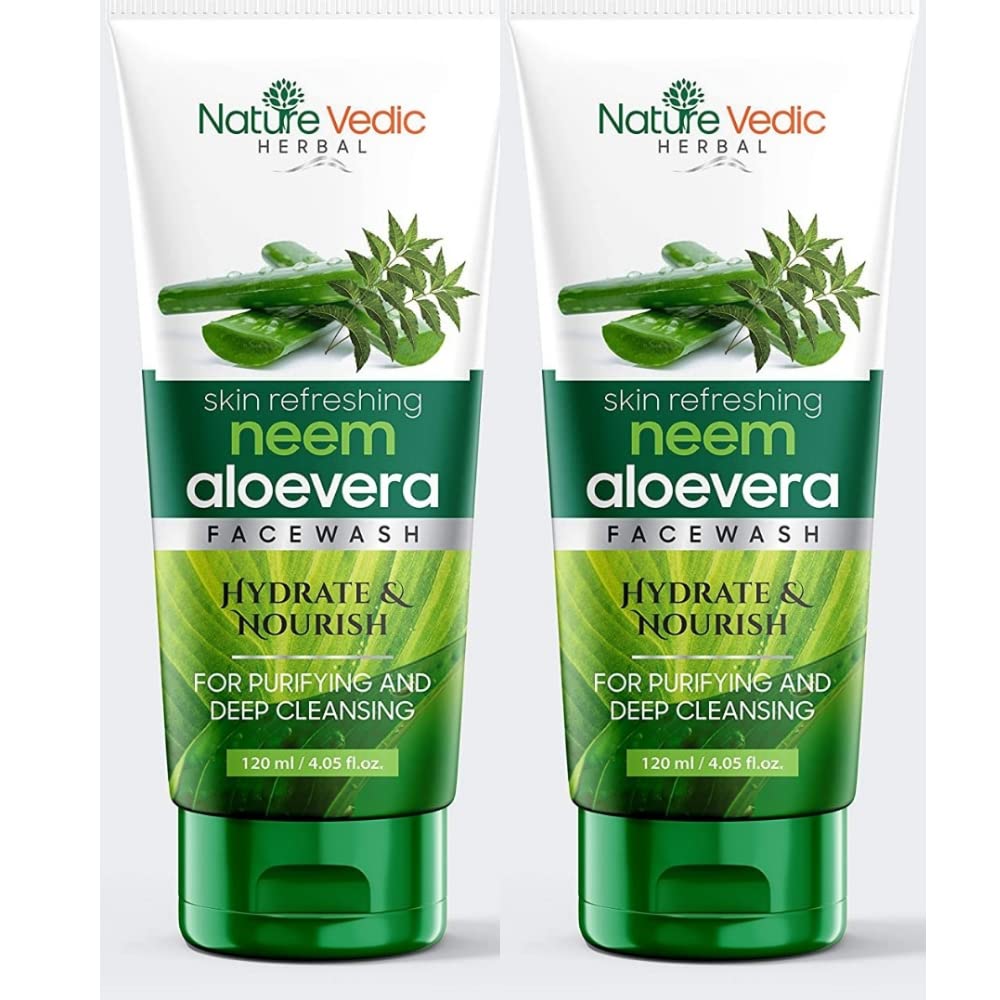 Nature Vedic Neem, Aloevera Face Wash for Purifying & Deep Cleansing (Pack of 2)