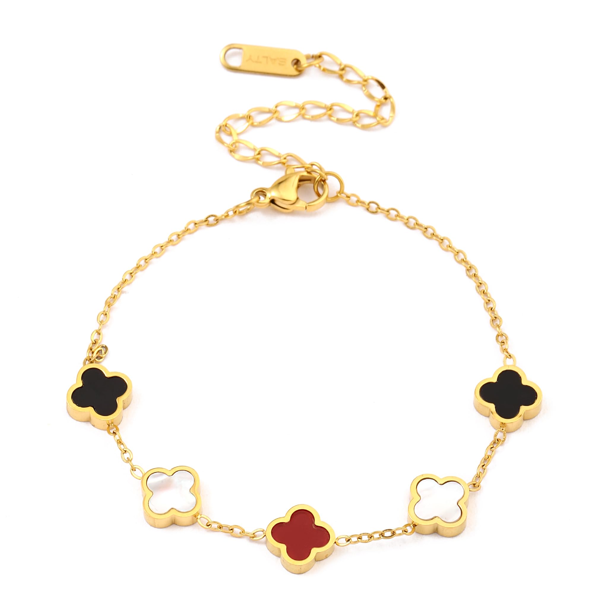 Salty Cherish Clover Wrist Bracelet for Women | Hand Band for Girls | Fancy & Stylish Womens Accessories | Aesthetic Jewellery | Bracelets for Woman, Girlfriend & Wife | Gift for Diwali, Anniversary, Engagement, Birthday & Everyday Wear (B0DCP1MHM9) Amazon Price History, Amazon Price Tracker