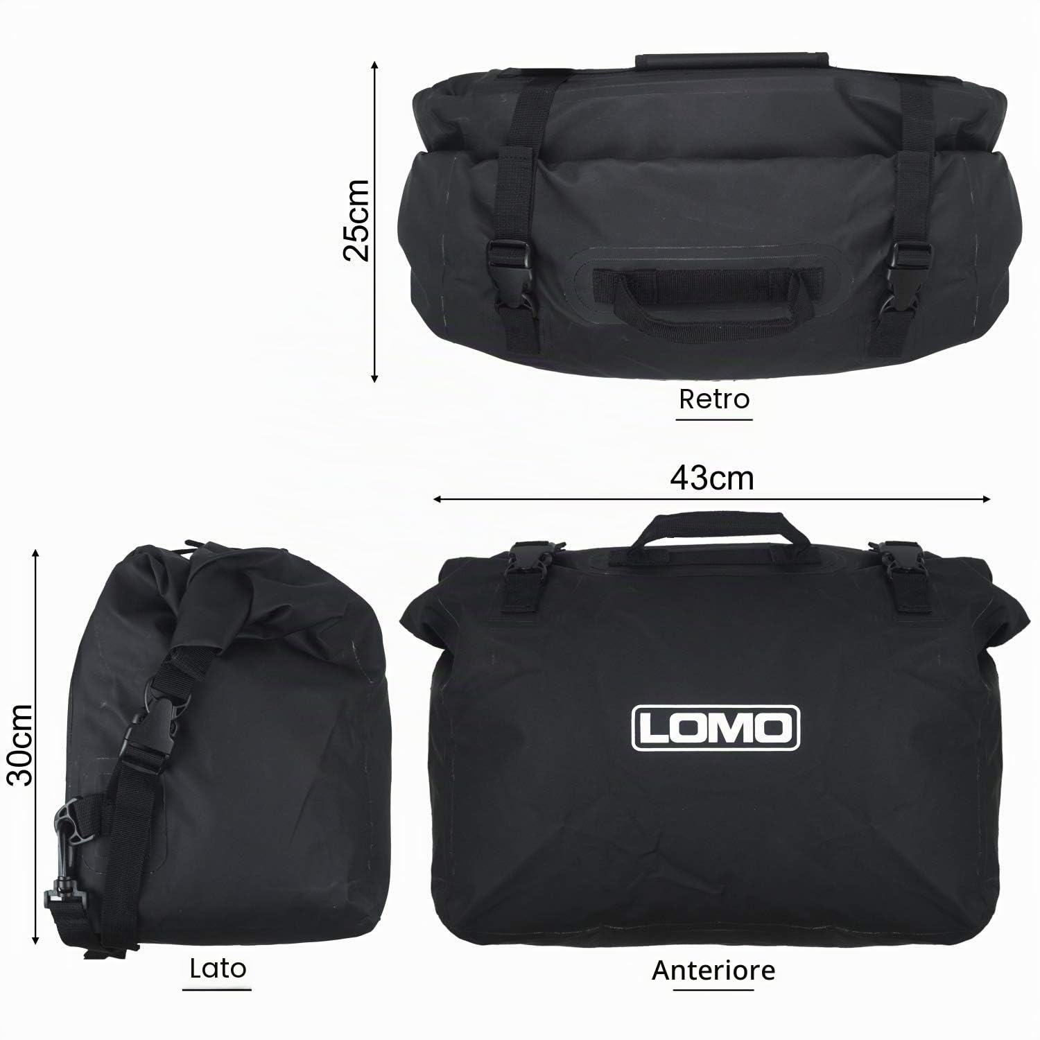 Lomo - Borse laterali impermeabili per moto, morbide (1 paio)