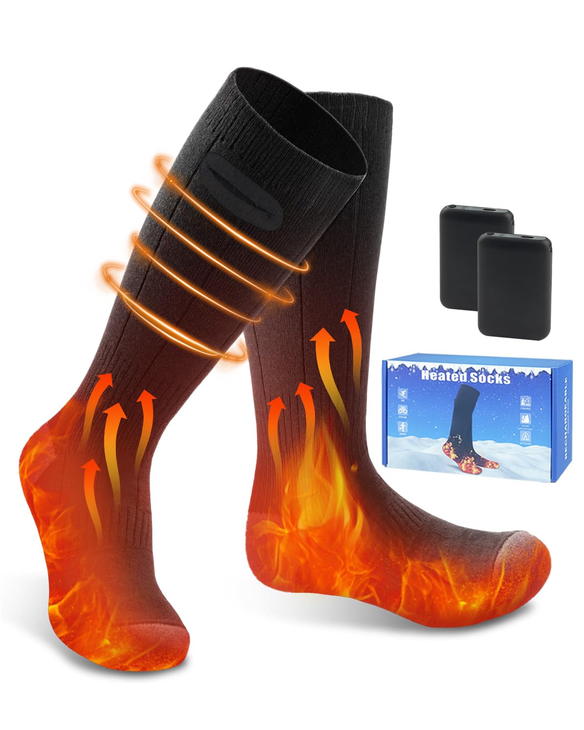 Chaussettes Chauffantes Rechargeables Pour Homme Et Femme - 4 Températures, Autonomie 8h - Pour Ski, Randonnée, Maison
