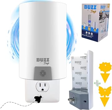 Fly Trap Indoor, Gnat Killer Indoor, Fly Traps Indoor for Home, Highly Effective UV Light, Flying Insect Trap, Flies, Fruit Flies, Gnats & Other Flying Insects1 Device + 4 Refills + 2 of Yellow Traps