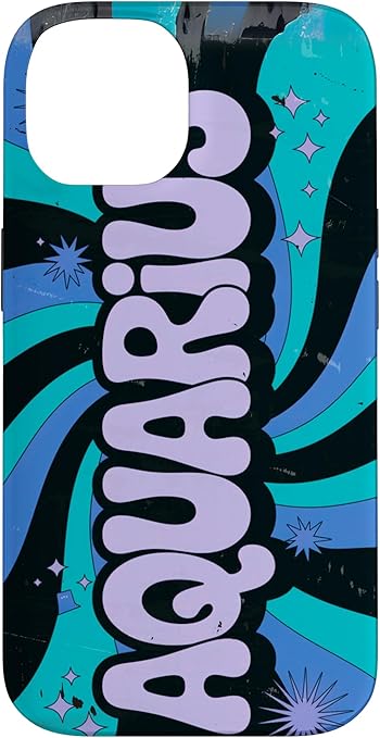 Aquarius Zodiac Sign Groovy Psychedelic Retro Art Case for iPhone 14