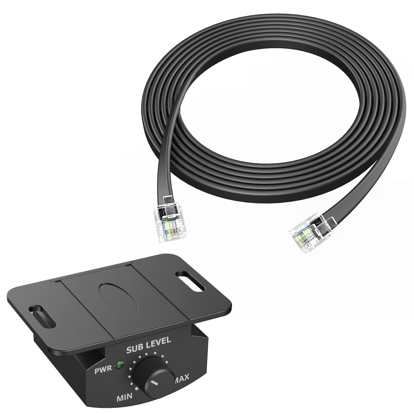 Bass Control Knob Remote Amplifier Replacement Bass Controller Car Audio Adjustable with 6 Pin Extension Cable for Subwoofer-3.8M/12.6FT Cable, YJ-002
