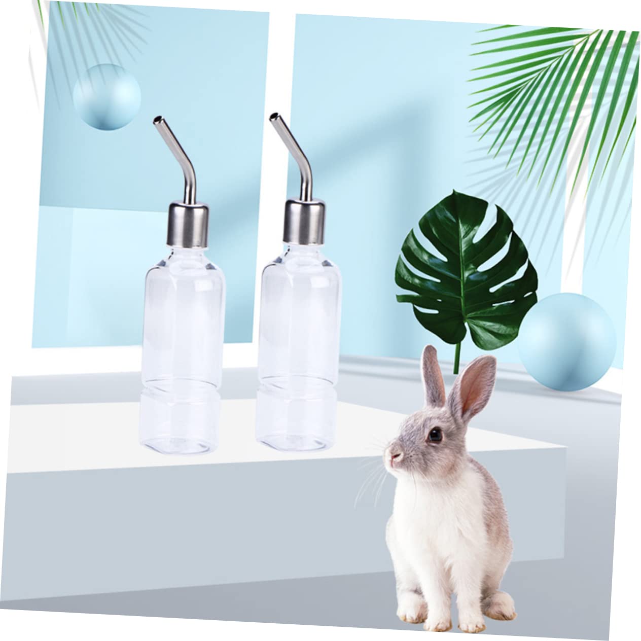 VANZACK 6piezas Botella De Agua para Mascotas Bebedero Colgante De Inoxidable para Hámsters Conejos y Cobayas Instalación y Prevención De Filtraciones