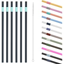 YOUMIIReplacement Straws Compatible with Owala 24oz Tumbler, with 1 Brush,Pack of 6 Fog-blue