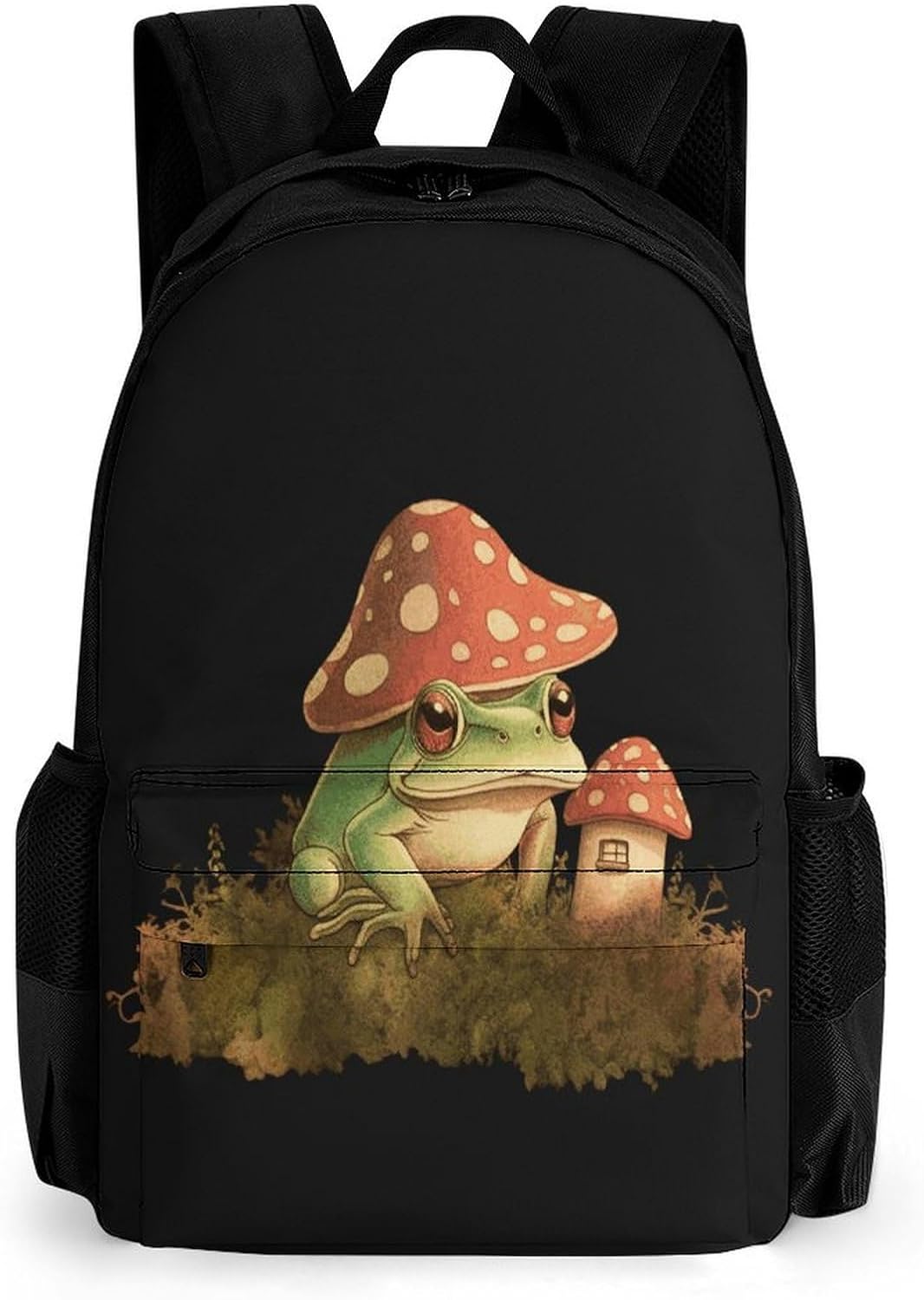 Mushroom House And Frog Backpack Daypack Travel Backpack | Lightweight Casual Laptop Backpack for Women Men Aesthetic Travel Bag for Weekender Business Hiking Outdoor