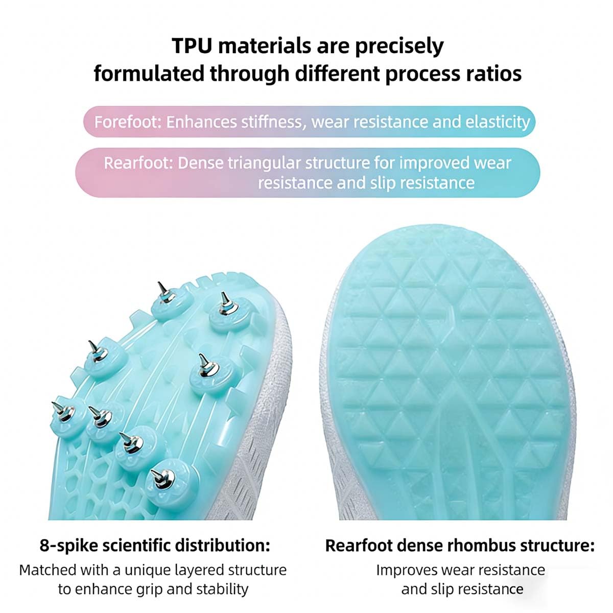Chaussures d'athlétisme pour Hommes Femmes Chaussures de Course Pointes 8 Clous Chaussure athlétisme, Course, Saut en Longueur