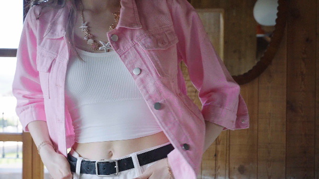 Locachy Womens 3/4 Sleeve Short Denim Jacket Lapel Button Down