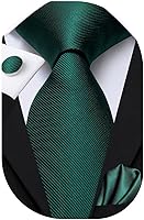 Vista 1 de Dubulle Corbata de Seda Floral de Paisley para Hombre Corbata a Rayas y Pañuelo de Bolsillo Gemelos Conjunto Boda Negocios