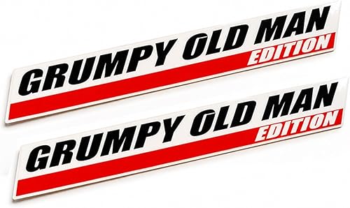 2pcs Grumpy Old Man Edition Emblems Sticker Resin Badge Decal Car Truck Replacement Compatible Decoration with Universal Vehicle, Truck, SUV, Decal Sticker 5.12 inch Long
