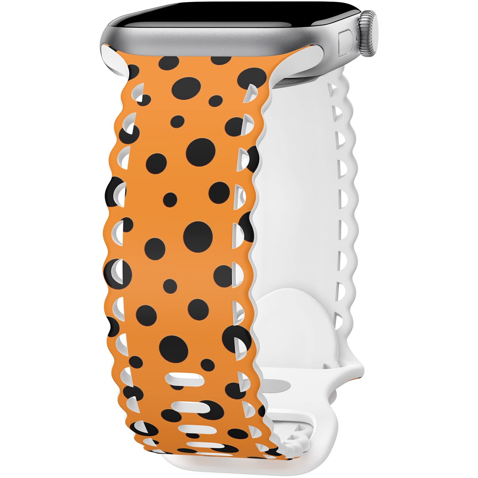 Compatible with Apple Watch Band 41mm 40mm 38mm 49mm 45mm 44mm 42mm Women, Polka Dots Print Lace Hollow-out Soft Silicone Sport Bands For iWatch Ultra SE Series 10 9 8 7 6 5 4 3 2, Pdo-38