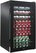 NewAir 126 Can Beverage Refrigerator, Glass Door Mini Fridge Drink Cooler for Beer, Soda, Wine – Compact Freestanding Fridge for Home, Bar, Kitchen, Office, Garage, Dorm Room, Man Cave, Drinks